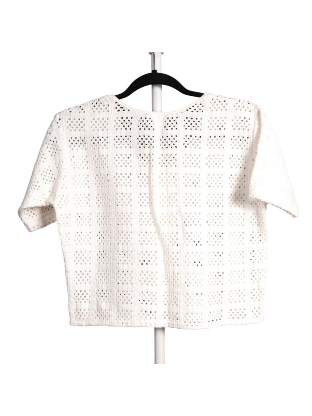 Objects DArt VTG Cardigan Sweater L White Cropped Boho Indie Hippie Sweetheart - Picture 7 of 8